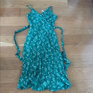 NWT Aerie Green Floral Wrap Dress